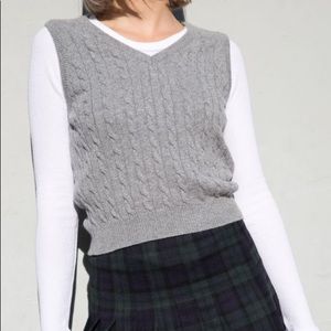 Brandy Melville Marlena Sweater Vest Grey One Size (XS/S) Cable Knit